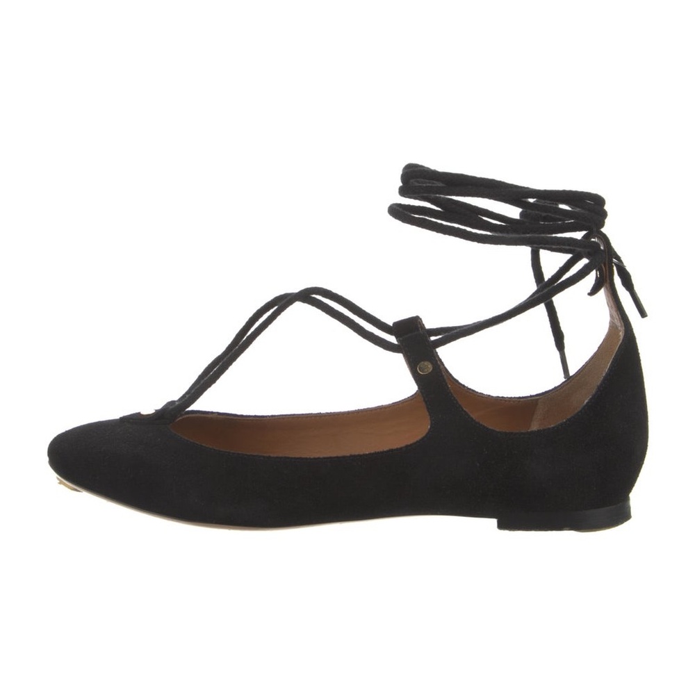 Chloe Black Suede Women's Lace-Up Flats 38